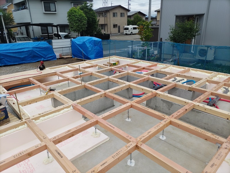 【現場レポート】松本市・新築工事・土台敷き状況